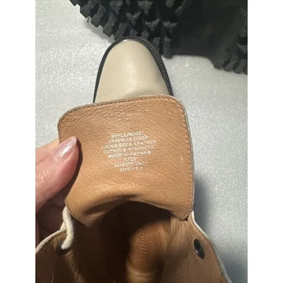 Madewell The Rayna Lace-Up Leather Boots, Ivory, Size 10.5 Women’s combat Moto