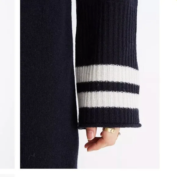 Madewell Wool Bell-Sleeve Turtleneck Sweater-Dress in Nautical Stripe