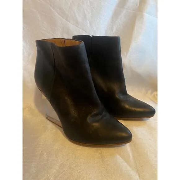 Maison Martin Margiela xH&amp;M Women Sz 6.5 EU37 Black Plexiglass Wedge Ankle Boots