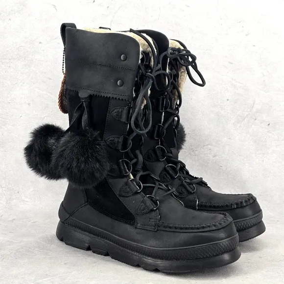 Manitobah Mukluks WP Pacific Half Winter Boots Womens Size 7.5 Black Noir