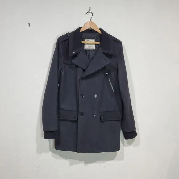 Marc Ecko Cut Sew Young Men's Black Peacoat Size Small