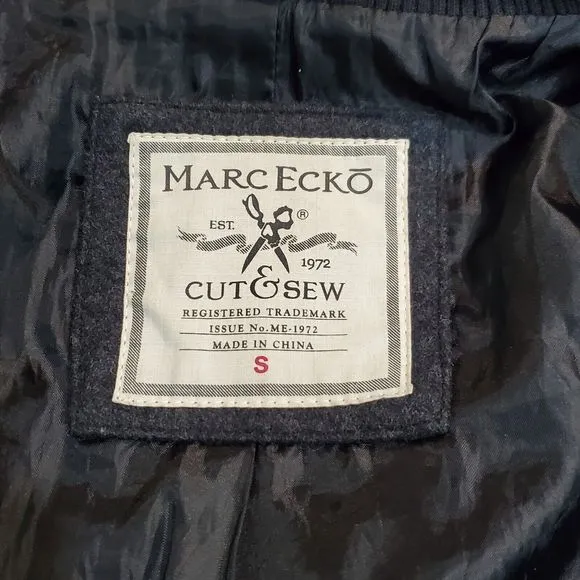 Marc Ecko Cut Sew Young Men's Black Peacoat Size Small