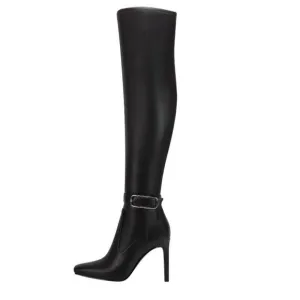 Marc Fisher $259 Women Caia Buckle Over The Knee Stiletto Black Boots Size 8.5