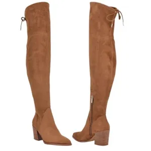 Marc Fisher Comara Over The Knee Pointed Toe Boot Cognac Suede Size 8.5