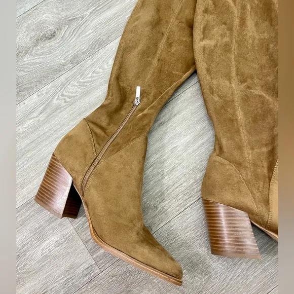 Marc Fisher Comara Over The Knee Pointed Toe Boot Cognac Suede Size 8.5