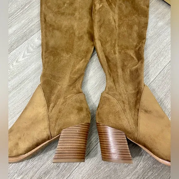 Marc Fisher Comara Over The Knee Pointed Toe Boot Cognac Suede Size 8.5