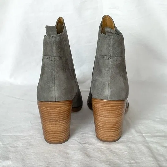 Marc Fisher Grey Ankle Boots Booties Suede Heeled Gadri Leather Sz 10 M New