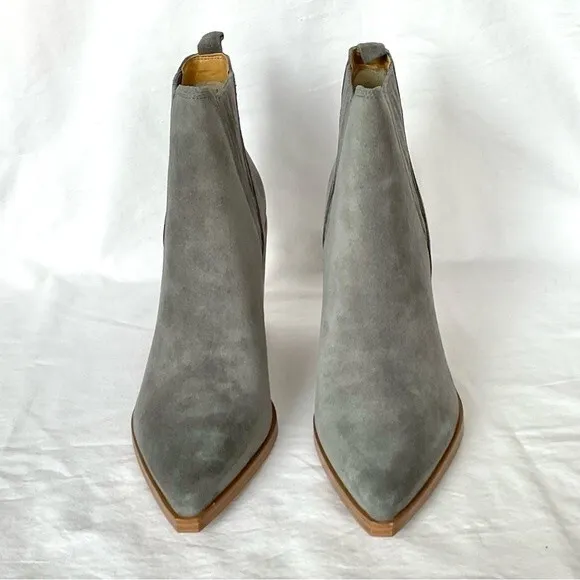 Marc Fisher Grey Ankle Boots Booties Suede Heeled Gadri Leather Sz 10 M New