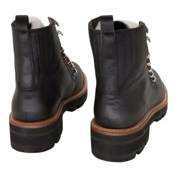 Marc Fisher Izzie Shearling Leather Combat Hiking Boots