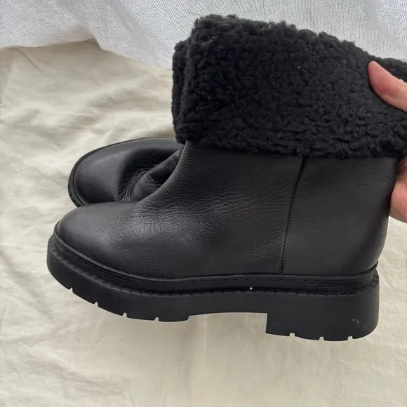Marc Fisher Milvina Leather Boots Sz 8.5 Shearling Ankle Boots