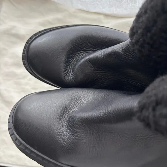 Marc Fisher Milvina Leather Boots Sz 8.5 Shearling Ankle Boots