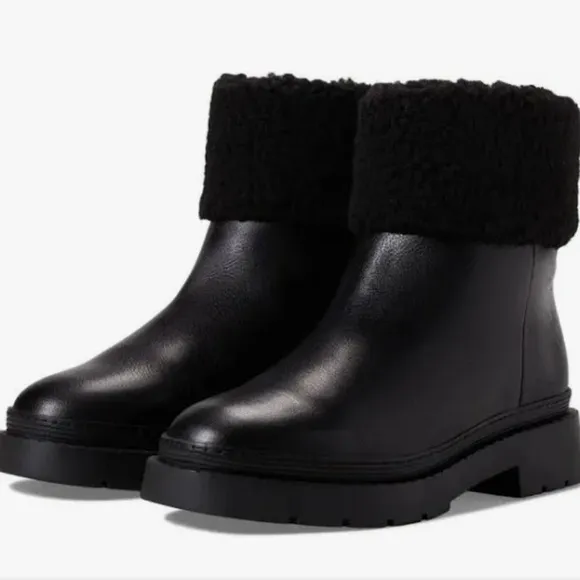 Marc Fisher Milvina Leather Boots Sz 8.5 Shearling Ankle Boots