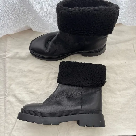 Marc Fisher Milvina Leather Boots Sz 8.5 Shearling Ankle Boots