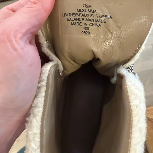 Marc Fisher Tan and White Lace Up Boots with Fur Lining
