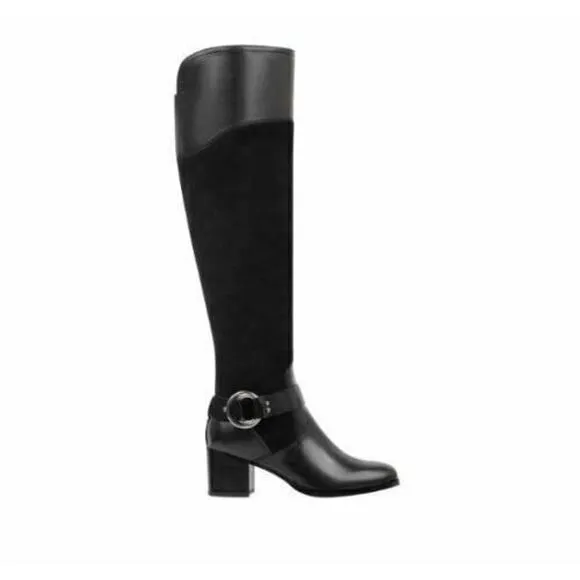 Marc Fisher Women Over the Knee Riding Boots Editer Size US 7M Black Leather