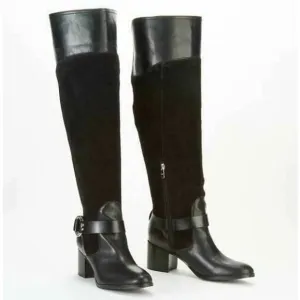 Marc Fisher Women Over the Knee Riding Boots Editer Size US 7M Black Leather