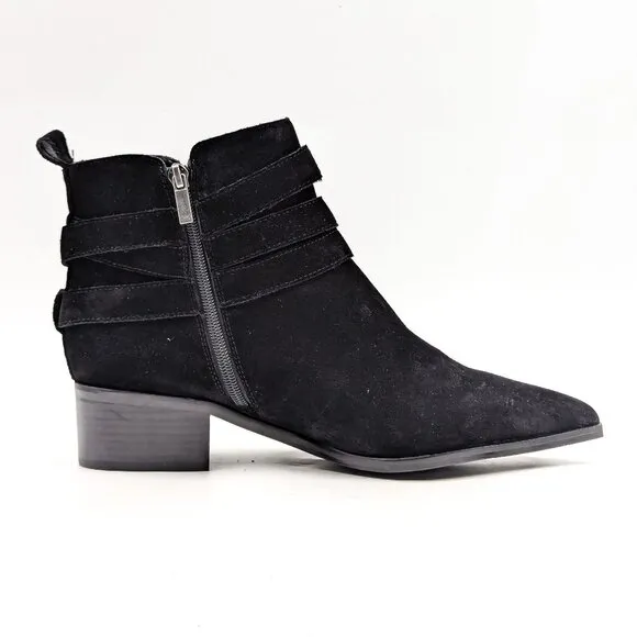 Marc Fisher Women Yandi Black Suede Western Pointy Toe Ankle Boots size 10