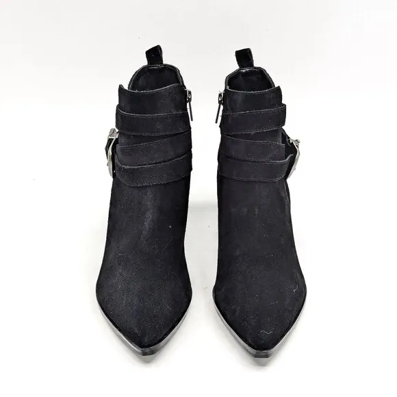 Marc Fisher Women Yandi Black Suede Western Pointy Toe Ankle Boots size 10