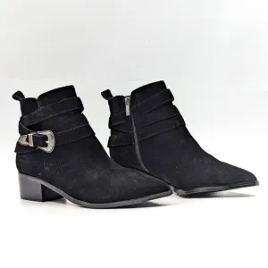 Marc Fisher Women Yandi Black Suede Western Pointy Toe Ankle Boots size 10