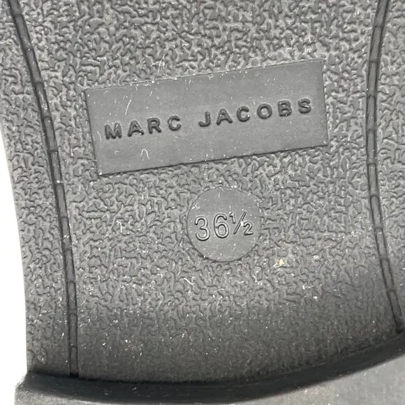 Marc Jacobs Women 6 Patent Leather Taylor Lace Up Moto Boots Grunge Buckle Ankle