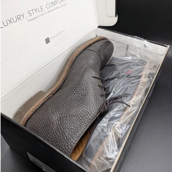 Marc Joseph Boots Mens 11 Lenox Hill Booties Brown Pebble Grainy Leather Lace Up