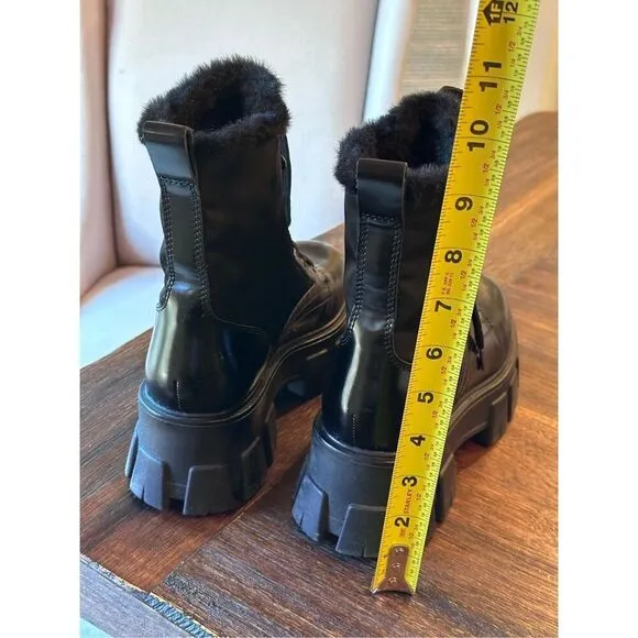 Marc Fisher Happier Leather and Faux Fur Combat Boots