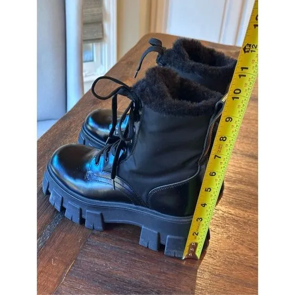 Marc Fisher Happier Leather and Faux Fur Combat Boots