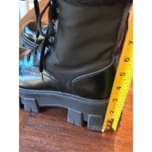 Marc Fisher Happier Leather and Faux Fur Combat Boots