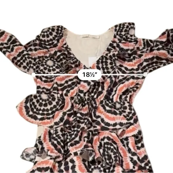 Marie‎ Oliver Blythe Tie-Dye Ruffle Tiered Long Sleeve Midi Dress Sz S NEW