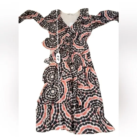 Marie‎ Oliver Blythe Tie-Dye Ruffle Tiered Long Sleeve Midi Dress Sz S NEW