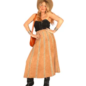 Mark Alan Suede Leather Skirt - Crochet Insert Panels Small