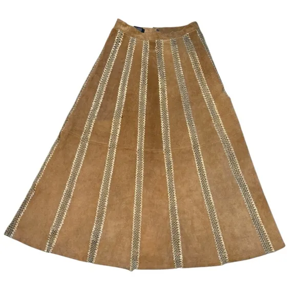 Mark Alan Suede Leather Skirt - Crochet Insert Panels Small