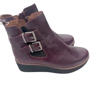 Marroqui Sanchez Italian Maroon Buckle Women Ankle Leather Boots