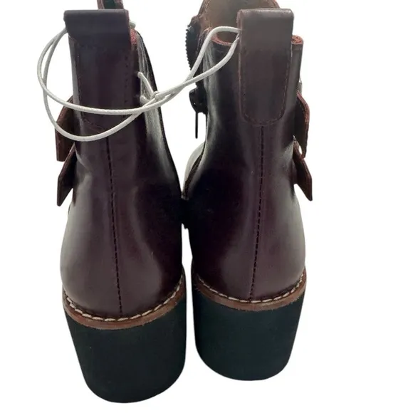 Marroqui Sanchez Italian Maroon Buckle Women Ankle Leather Boots