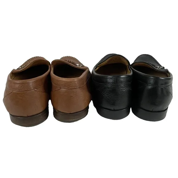 Martin Dingman Mens 8M Lot of 2 Pairs Horse Bit Brown Black Leather Loafer Shoes