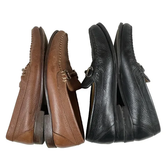 Martin Dingman Mens 8M Lot of 2 Pairs Horse Bit Brown Black Leather Loafer Shoes
