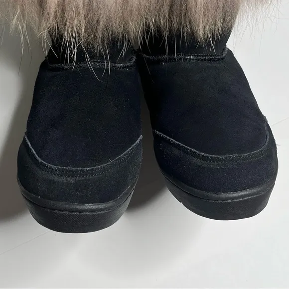 MARTINE ET BONAL Woman's Suede/Fur Sheepskin Lined Boots Size Large