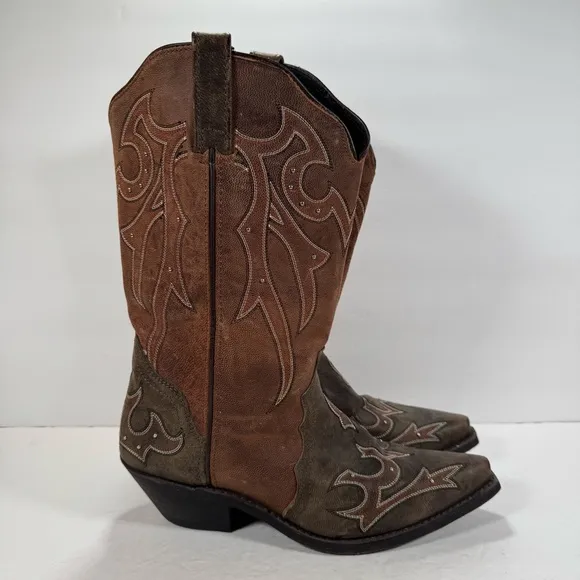 Masterson Boot Co Rockin Country Brown Leather Studded Cowboy Boots Women 11M