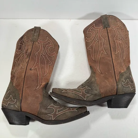 Masterson Boot Co Rockin Country Brown Leather Studded Cowboy Boots Women 11M