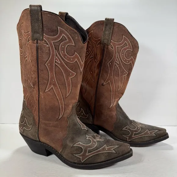 Masterson Boot Co Rockin Country Brown Leather Studded Cowboy Boots Women 11M
