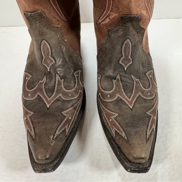 Masterson Boot Co Rockin Country Brown Leather Studded Cowboy Boots Women 11M