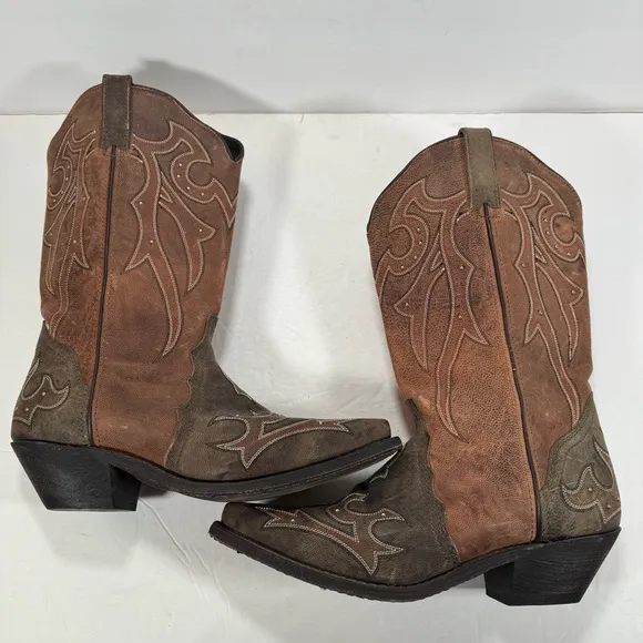 Masterson Boot Co Rockin Country Brown Leather Studded Cowboy Boots Women 11M