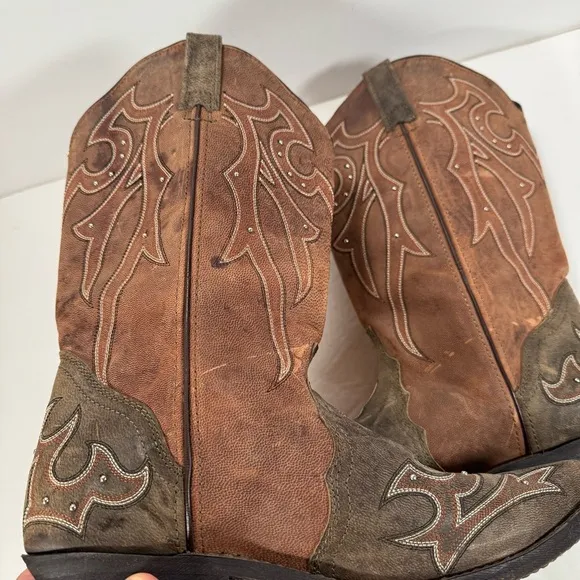 Masterson Boot Co Rockin Country Brown Leather Studded Cowboy Boots Women 11M