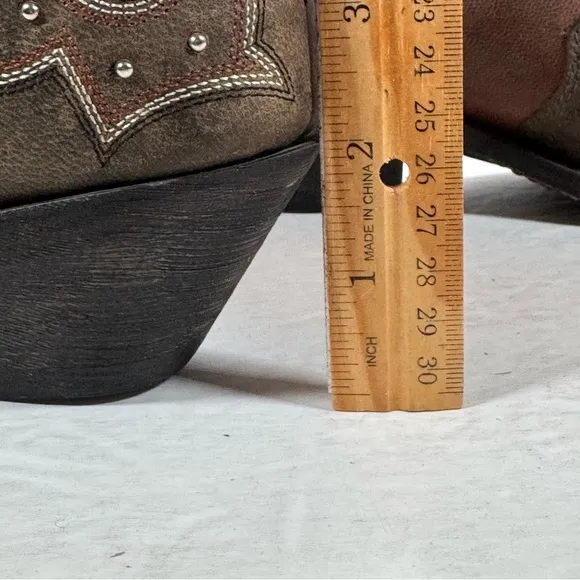 Masterson Boot Co Rockin Country Brown Leather Studded Cowboy Boots Women 11M