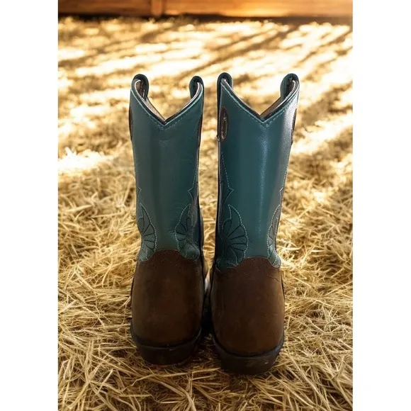 Masterson Cowgirl  Western Leather Teal Square Toe Boots Rodeo Wom. 8.5 -Men 7