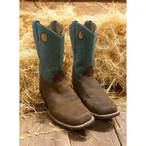 Masterson Cowgirl  Western Leather Teal Square Toe Boots Rodeo Wom. 8.5 -Men 7