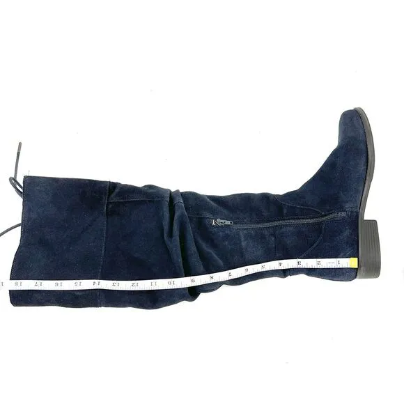 MATISSE Camila Womans 19&quot; Thighs High Navy Blue Leather Suede Boots 6.5 Winter