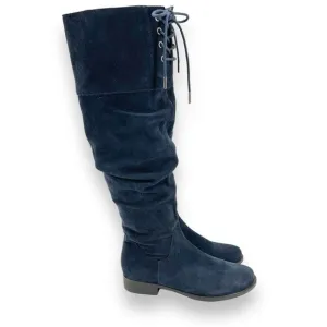 MATISSE Camila Womans 19&quot; Thighs High Navy Blue Leather Suede Boots 6.5 Winter