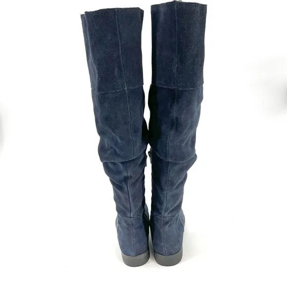 MATISSE Camila Womans 19&quot; Thighs High Navy Blue Leather Suede Boots 6.5 Winter