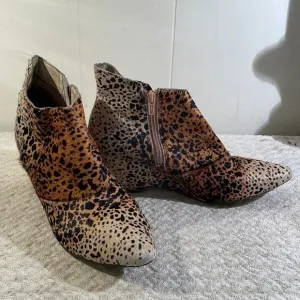MATISSE Nugget Color Gradation Leopard Print Fur Wedge Ankle Boots Size 9 1/2